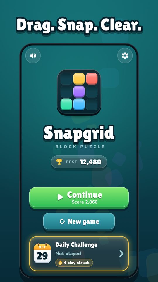 Snapgrid home screen with the Daily Challenge
